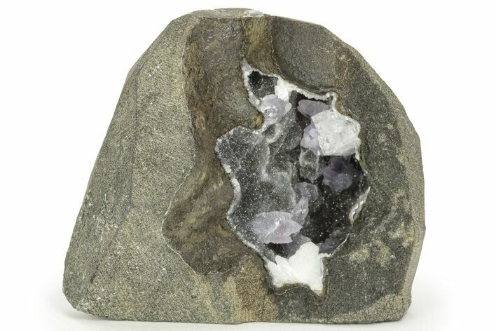 Amethyst and Chabazite Crystals on Sparkling Chalcedony - India #220120